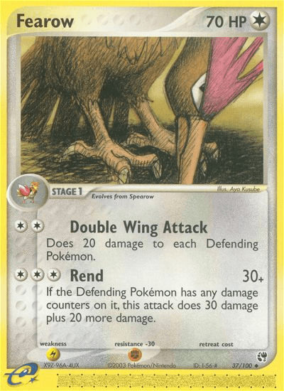 Fearow — Sandstorm #37/100, raw, NM