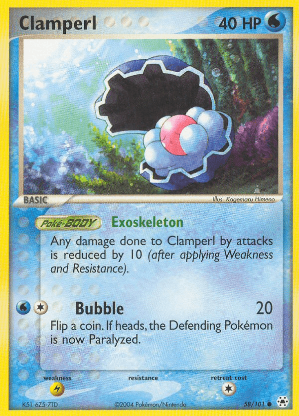 Clamperl — Hidden Legends #58/101, raw, NM