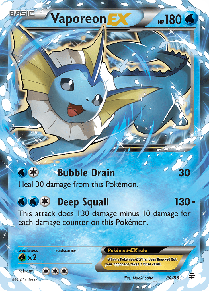 Vaporeon EX — Generations #24/83, raw, NM
