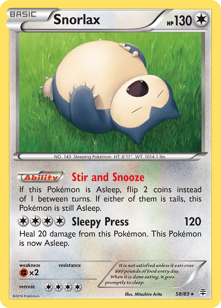 Snorlax — Generations #58/83, raw, NM
