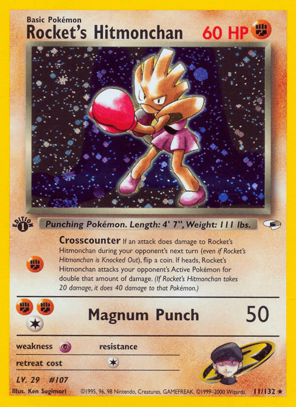 Rocket's Hitmonchan — Gym Heroes #11/132, raw, NM