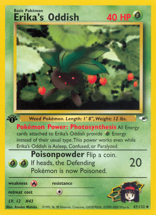 Erika's Oddish — Gym Heroes #47/132, raw, NM