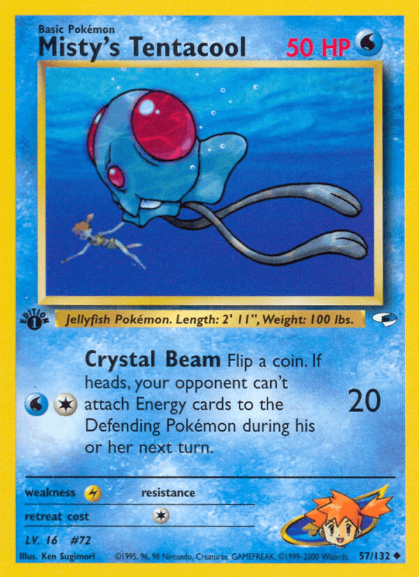 Misty's Tentacool — Gym Heroes #57/132, raw, NM
