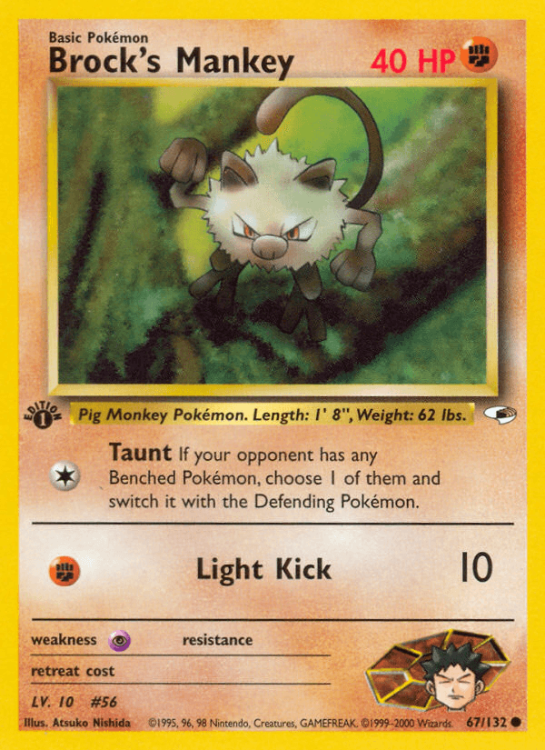 Brock's Mankey — Gym Heroes #67/132, raw, NM