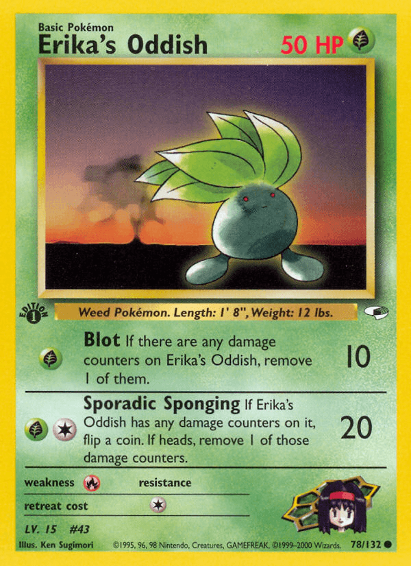 Erika's Oddish — Gym Heroes #78/132, raw, NM