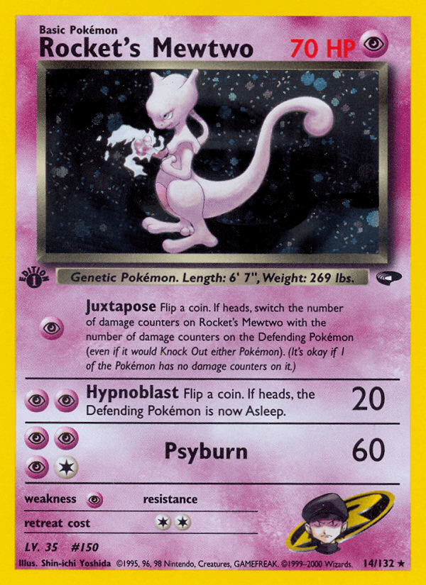 Rocket's Mewtwo — Gym Challenge #14/132, PSA 9