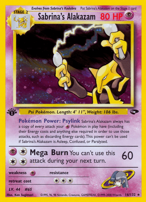 Sabrina's Alakazam — Gym Challenge #16/132, PSA 8