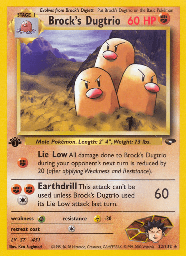 Brock's Dugtrio — Gym Challenge #22/132, raw, NM