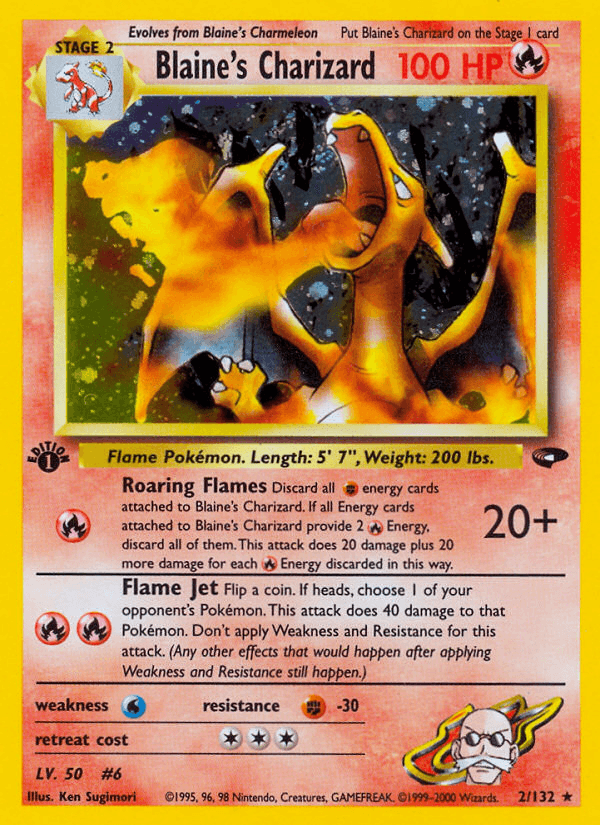Blaine's Charizard — Gym Challenge #2/132, PSA 7