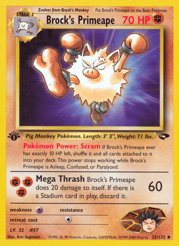 Brock's Primeape — Gym Challenge #35/132, raw, NM