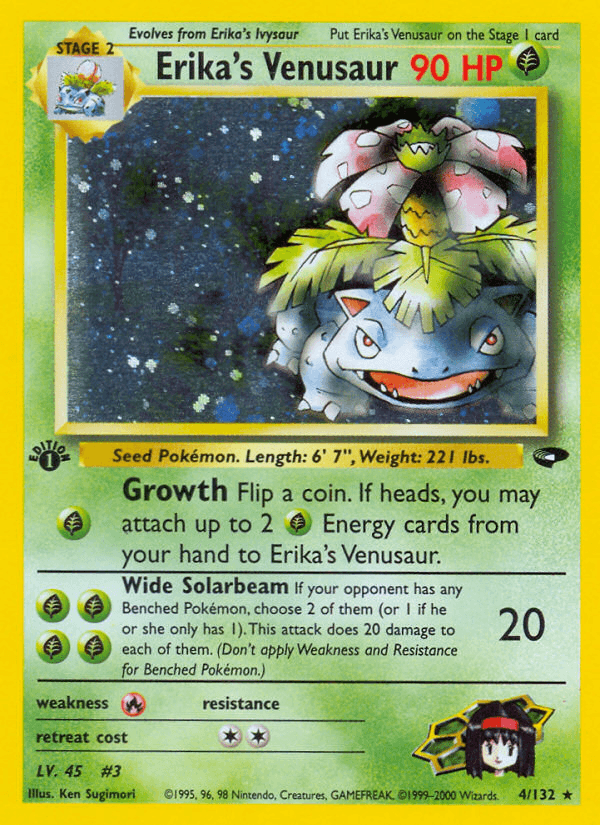 Erika's Venusaur — Gym Challenge #4/132, PSA 8