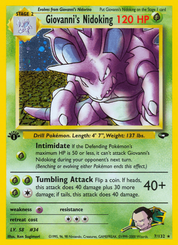 Giovanni's Nidoking — Gym Challenge #7/132, PSA 8