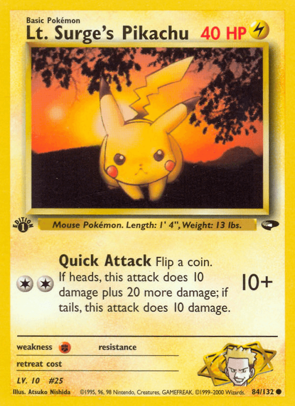 Lt. Surge's Pikachu — Gym Challenge #84/132, CGC 10