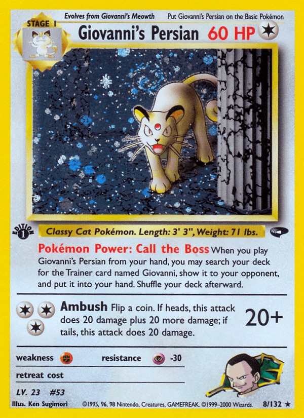 Giovanni's Persian — Gym Challenge #8/132, PSA 8