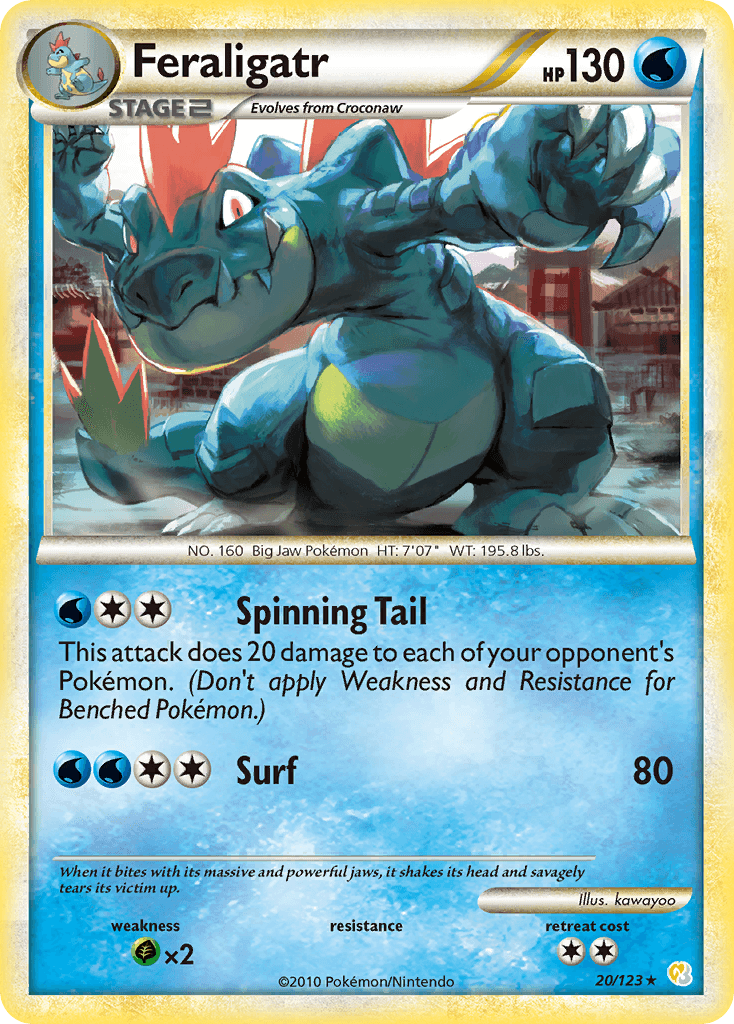 Feraligatr — HeartGold & SoulSilver #20/123, raw, NM