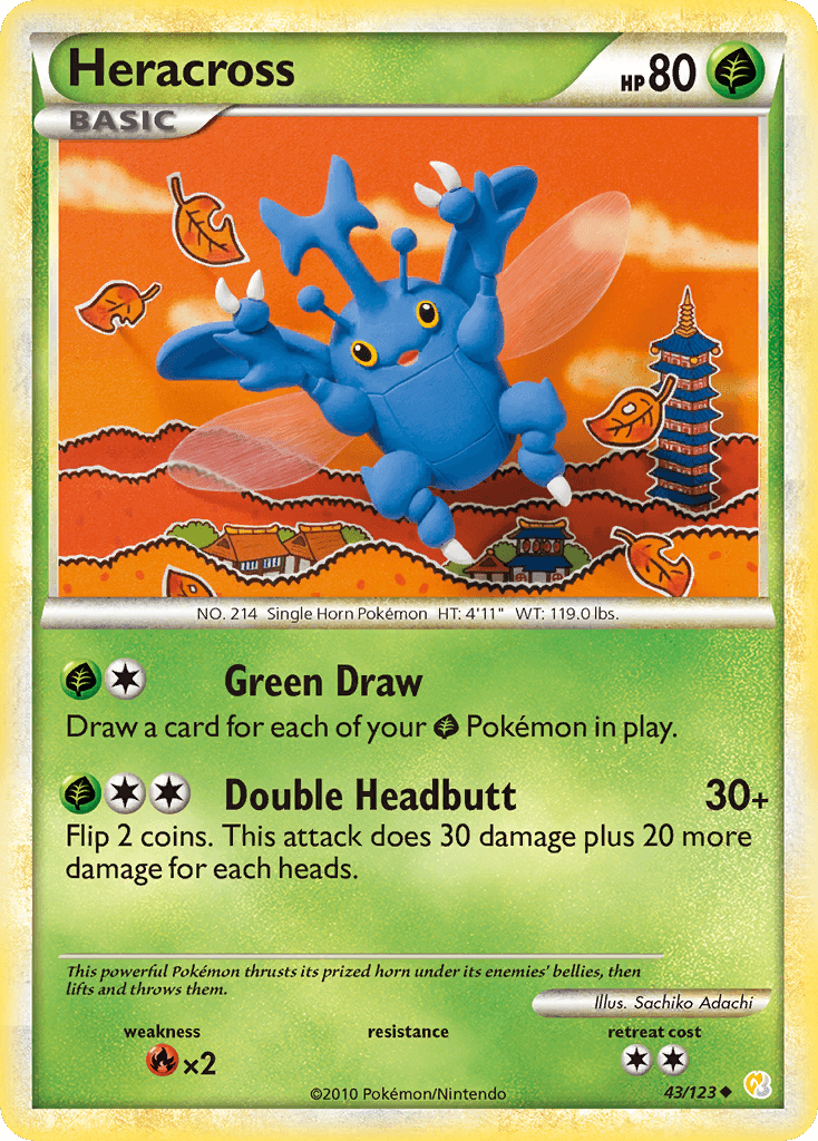 Heracross — HeartGold & SoulSilver #43/123, raw, NM