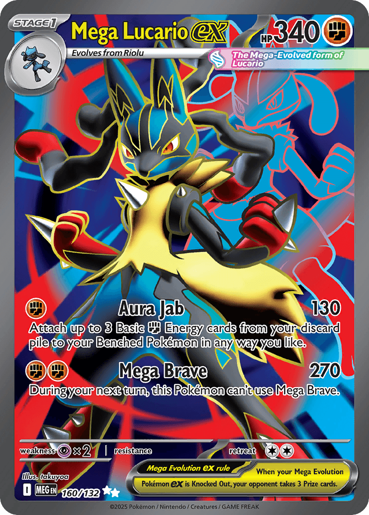 Mega Lucario Ex — Mega Evolution #160/132, PSA 10