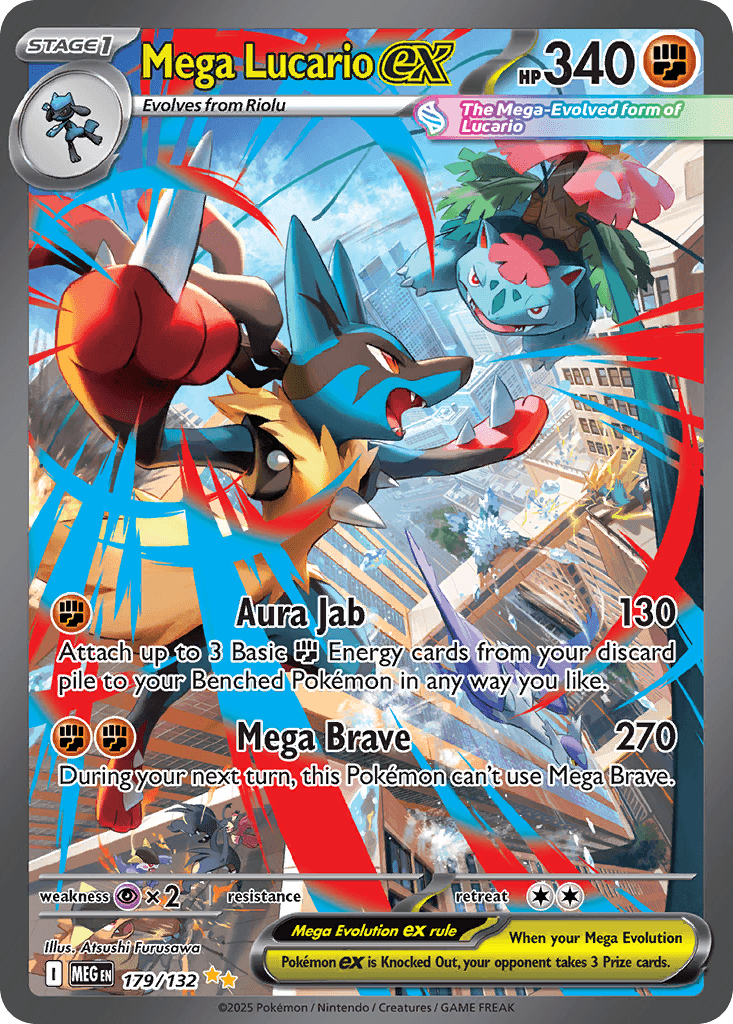 Mega Lucario Ex — Mega Evolution #179/132, PSA 9