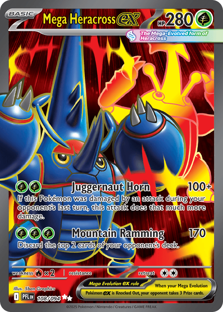 Mega Heracross ex — Phantasmal Flames #108/94, PSA 10
