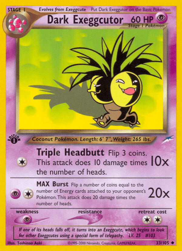 Dark Exeggutor — Neo Destiny #33/105, raw, NM