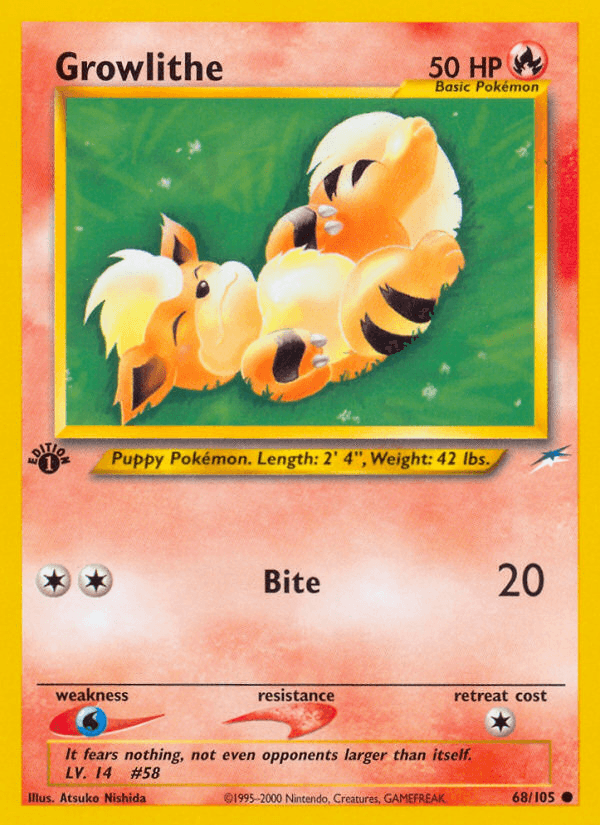 Growlithe — Neo Destiny #68/105, raw, NM