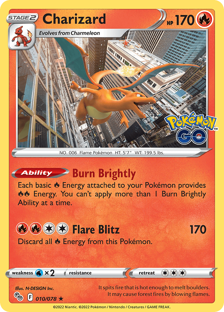 Charizard — Pokémon GO #10/78, PSA 10