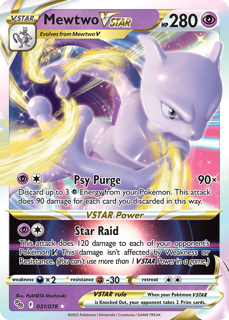 Mewtwo VSTAR — Pokémon GO #31/78, PSA 9