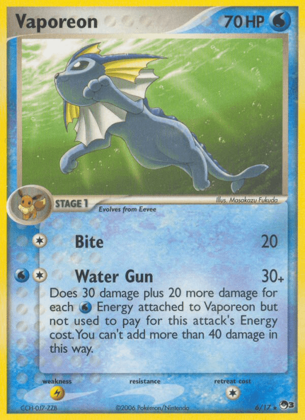 Vaporeon — POP Series 3 #6/17, raw, NM