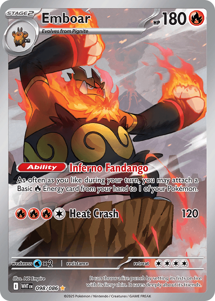 Emboar — White Flare #98/86, raw, NM