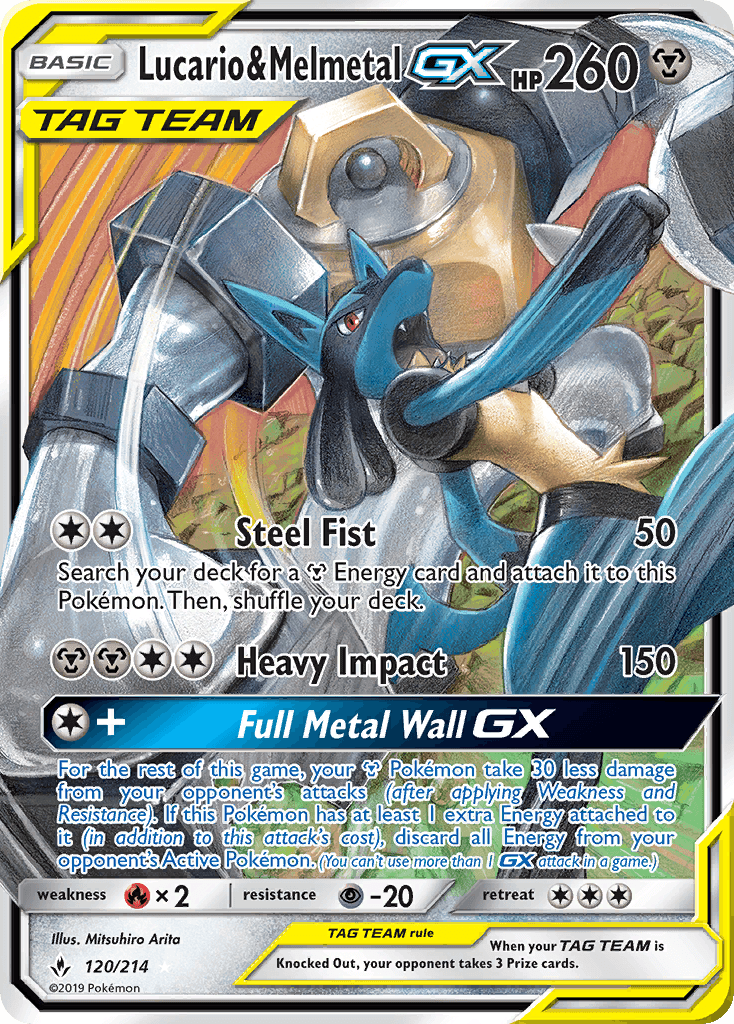 Lucario & Melmetal GX — Unbroken Bonds #120/214, PSA 10