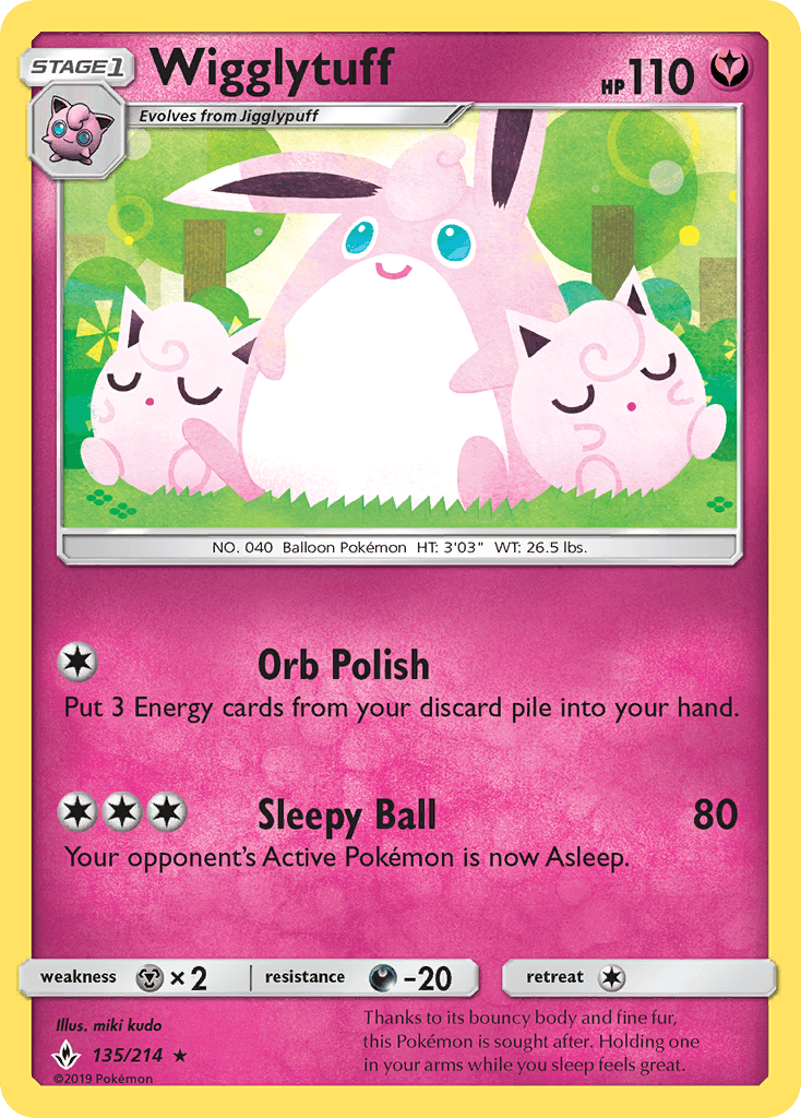 Wigglytuff — Unbroken Bonds #135/214, raw, NM