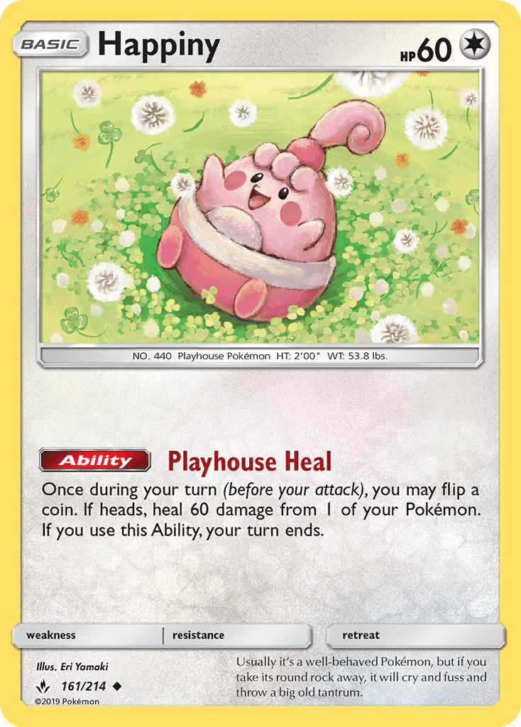 Happiny — Unbroken Bonds #161/214, raw, NM