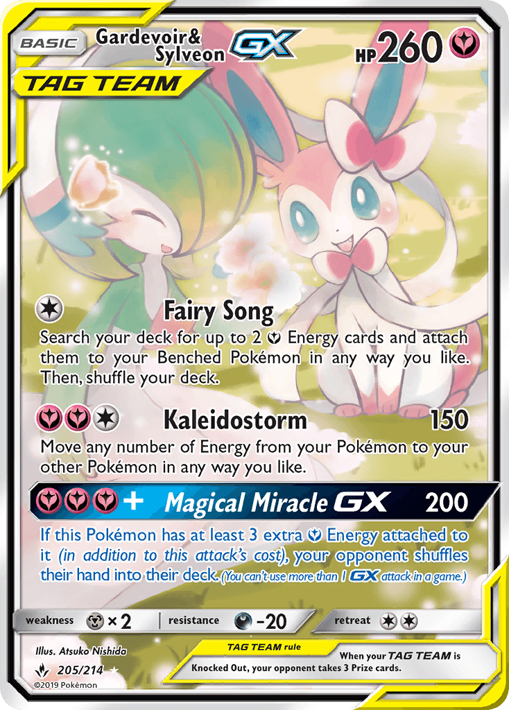 Gardevoir & Sylveon GX — Unbroken Bonds #205/214, PSA 10