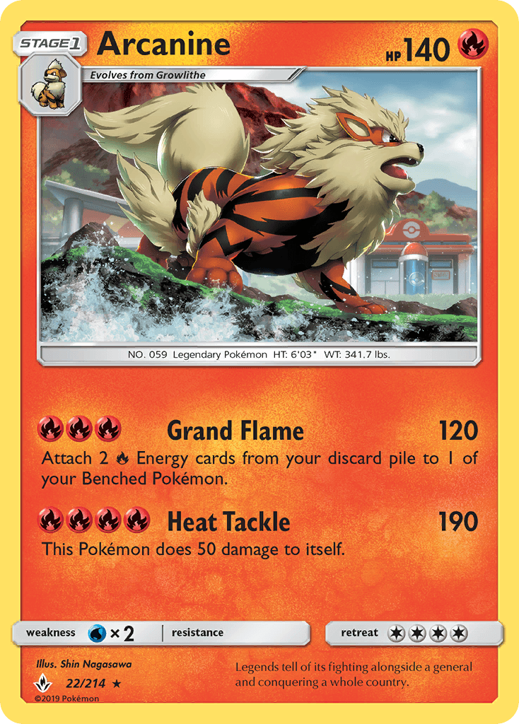 Arcanine — Unbroken Bonds #22/214, raw, NM