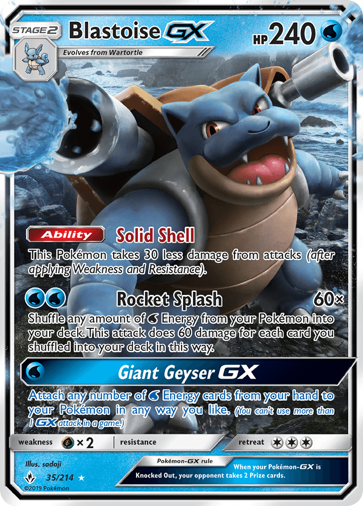 Blastoise GX — Unbroken Bonds #35/214, PSA 8