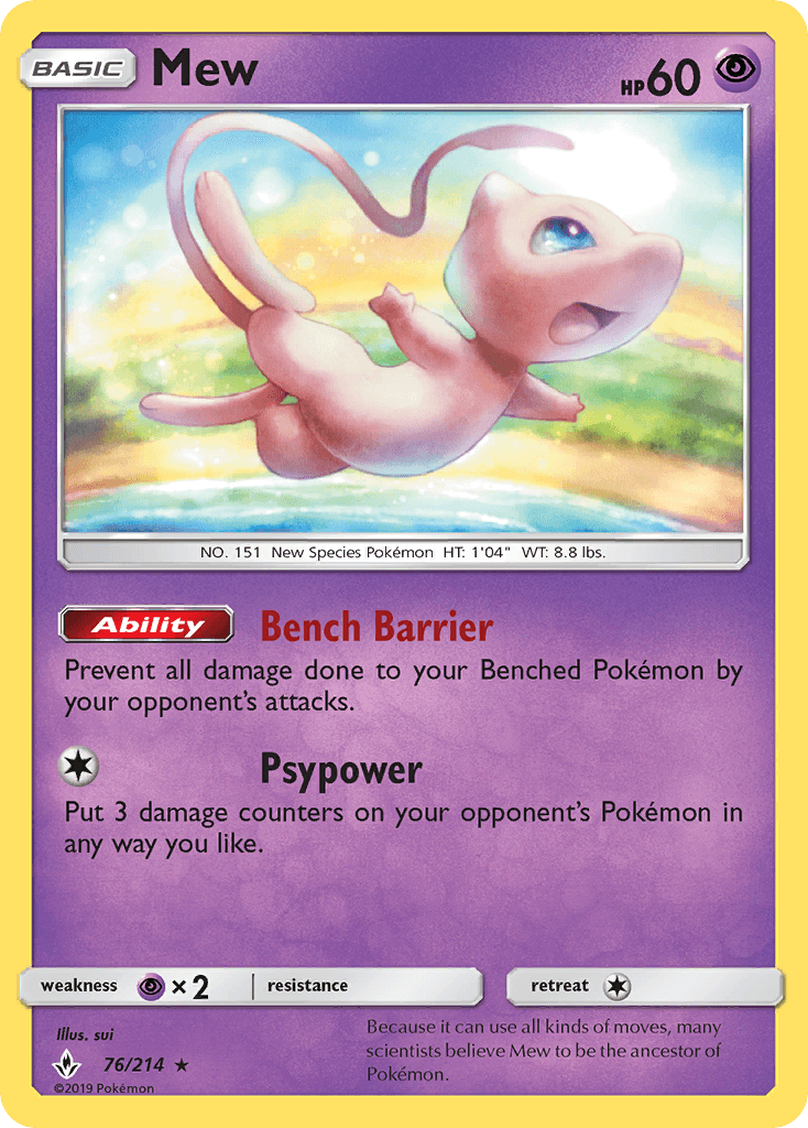 Mew — Unbroken Bonds #76/214, raw, NM
