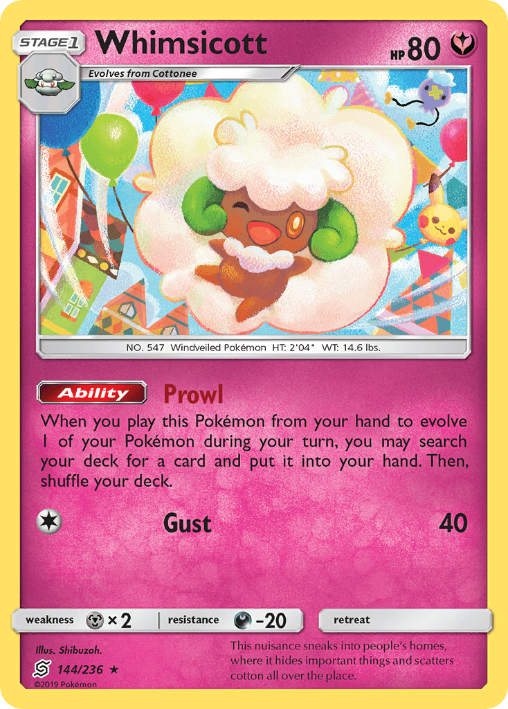 Whimsicott — Unified Minds #144/236, raw, NM