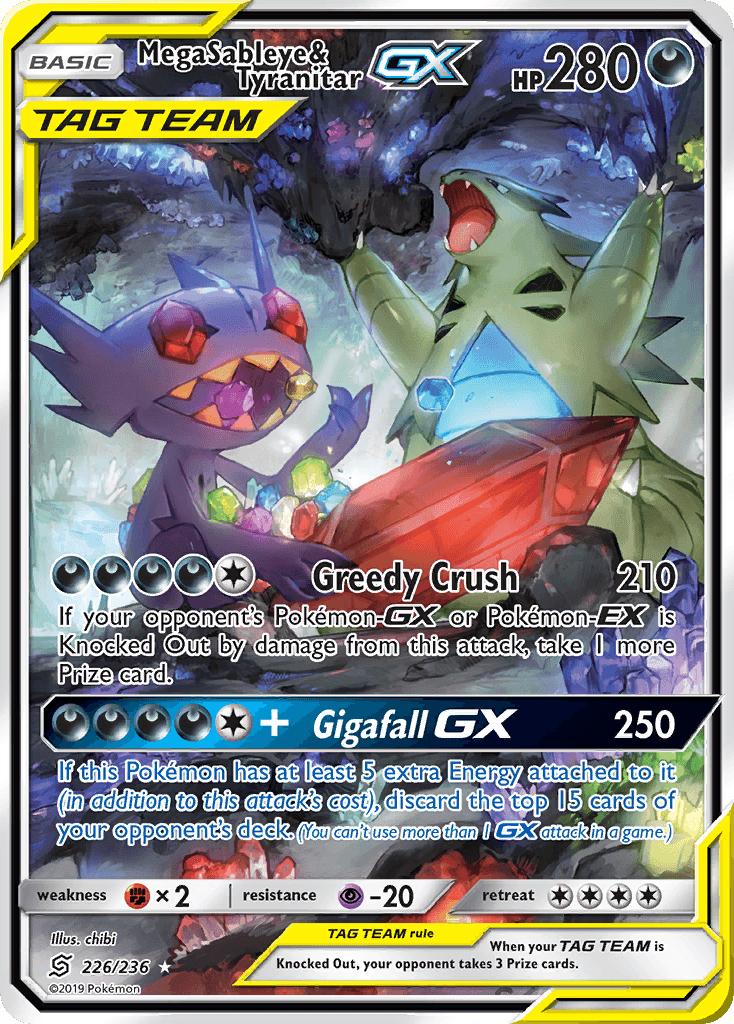 Mega Sableye & Tyranitar GX — Unified Minds #226/236, PSA 9