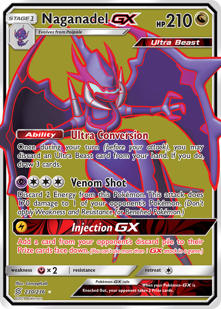 Naganadel GX — Unified Minds #230/236, raw, NM
