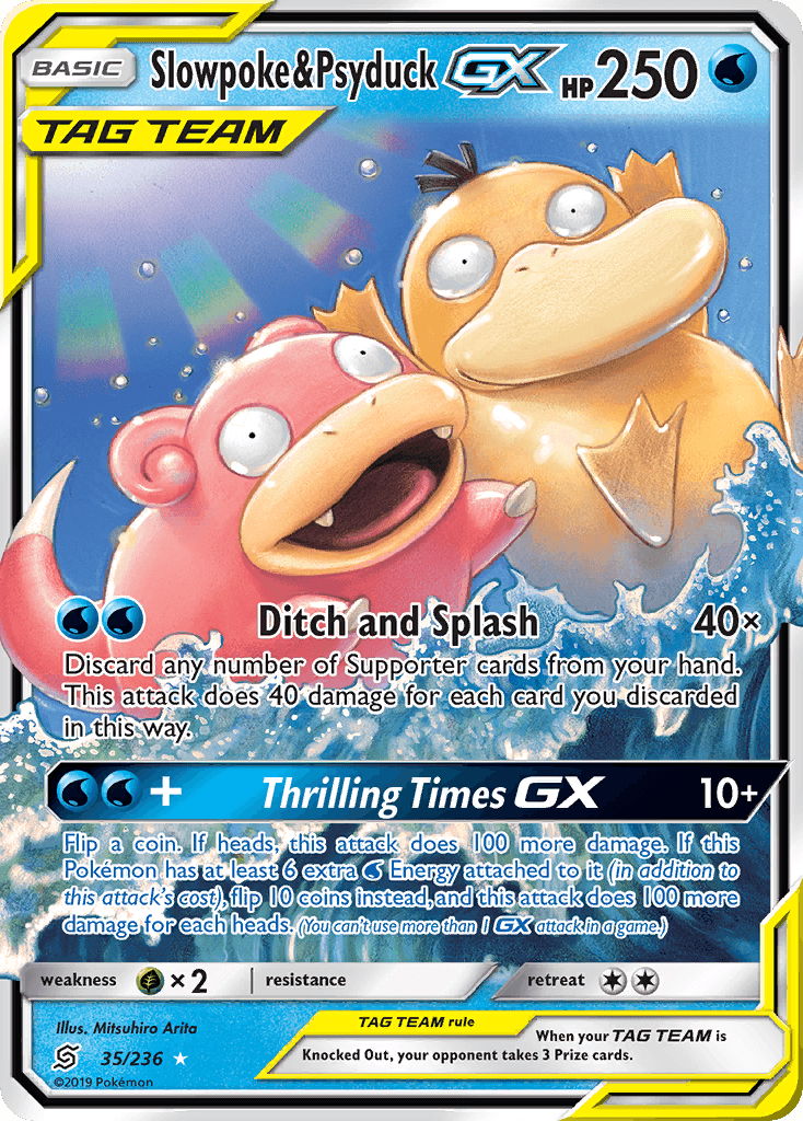 Slowpoke & Psyduck GX — Unified Minds #35/236, PSA 10