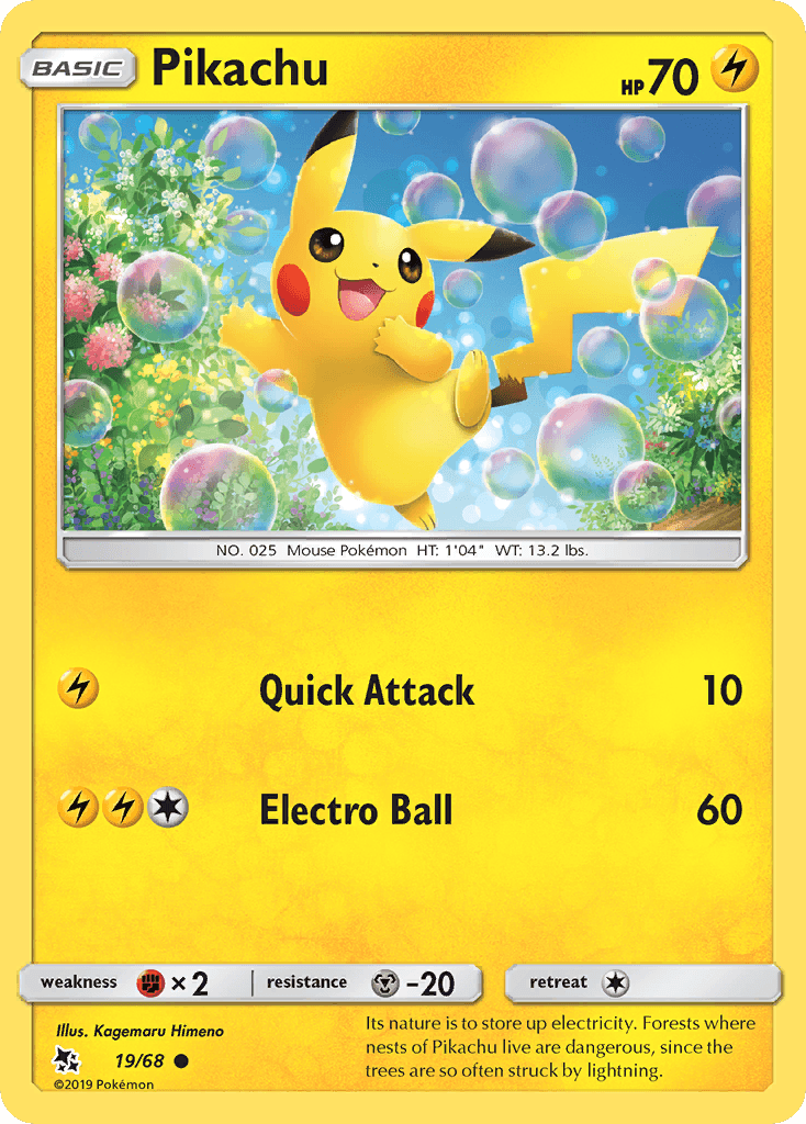Pikachu — Hidden Fates #19/68, raw, NM