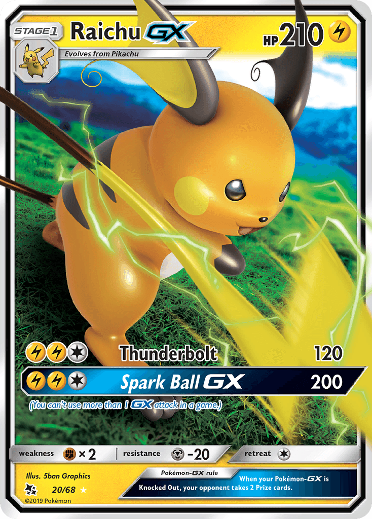 Raichu GX — Hidden Fates #20/68, CGC 10