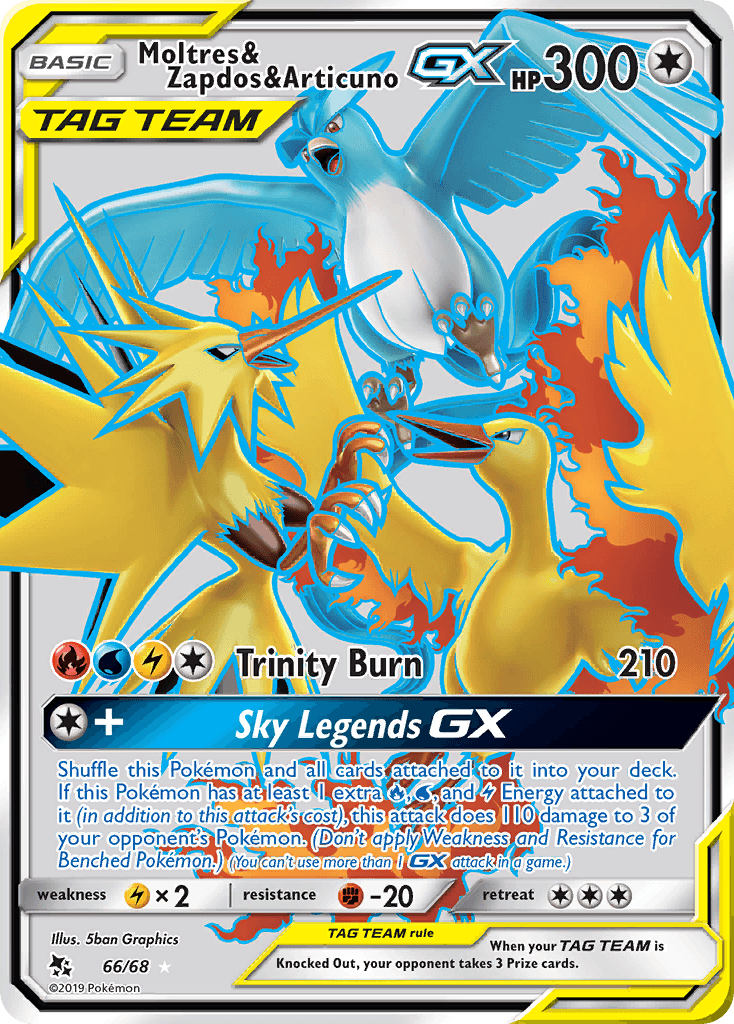 Moltres & Zapdos & Articuno GX — Hidden Fates #66/68, PSA 10