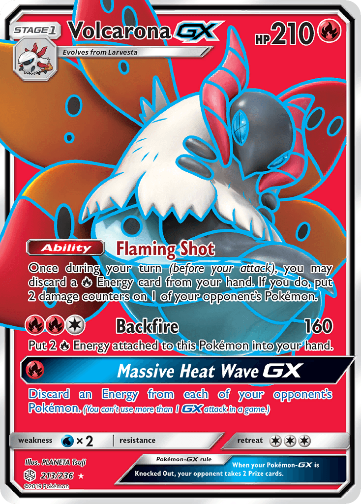 Volcarona GX — Cosmic Eclipse #213/236, raw, NM