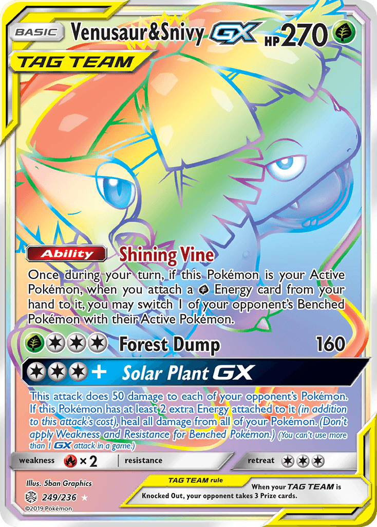 Venusaur & Snivy GX — Cosmic Eclipse #249/236, PSA 10