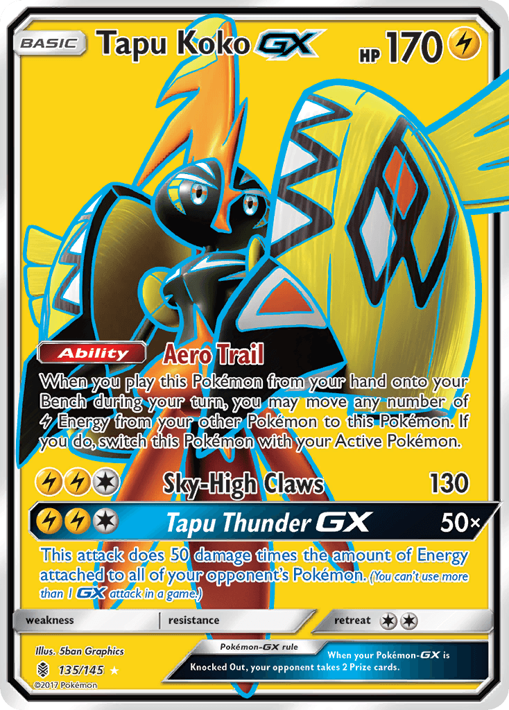 Tapu Koko GX — Guardians Rising #135/145, raw, NM