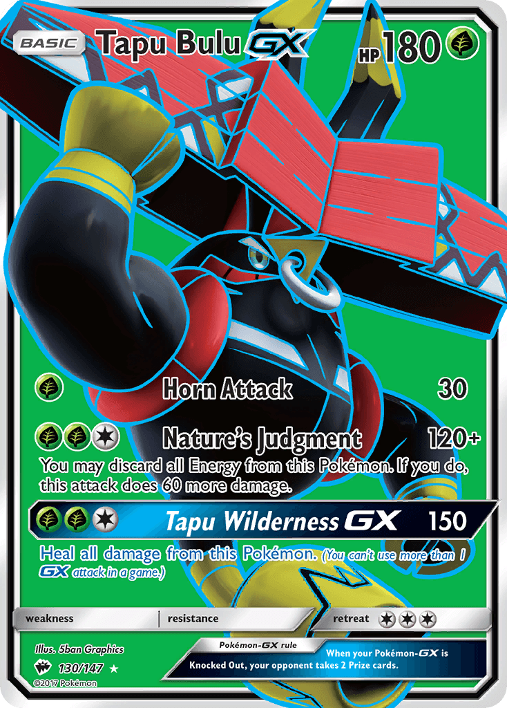 Tapu Bulu GX — Burning Shadows #130/147, raw, NM