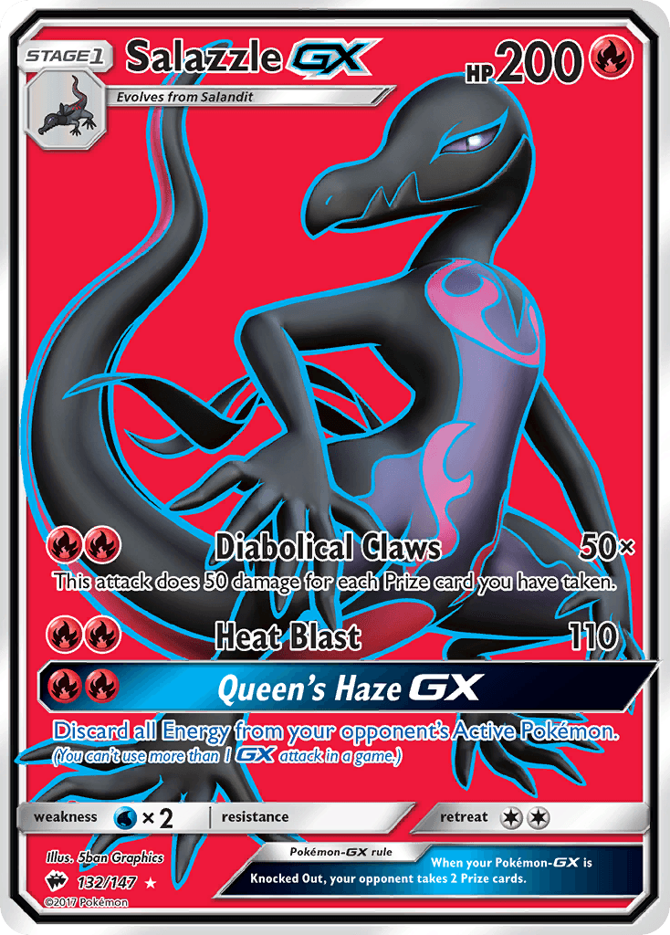 Salazzle GX — Burning Shadows #132/147, raw, NM
