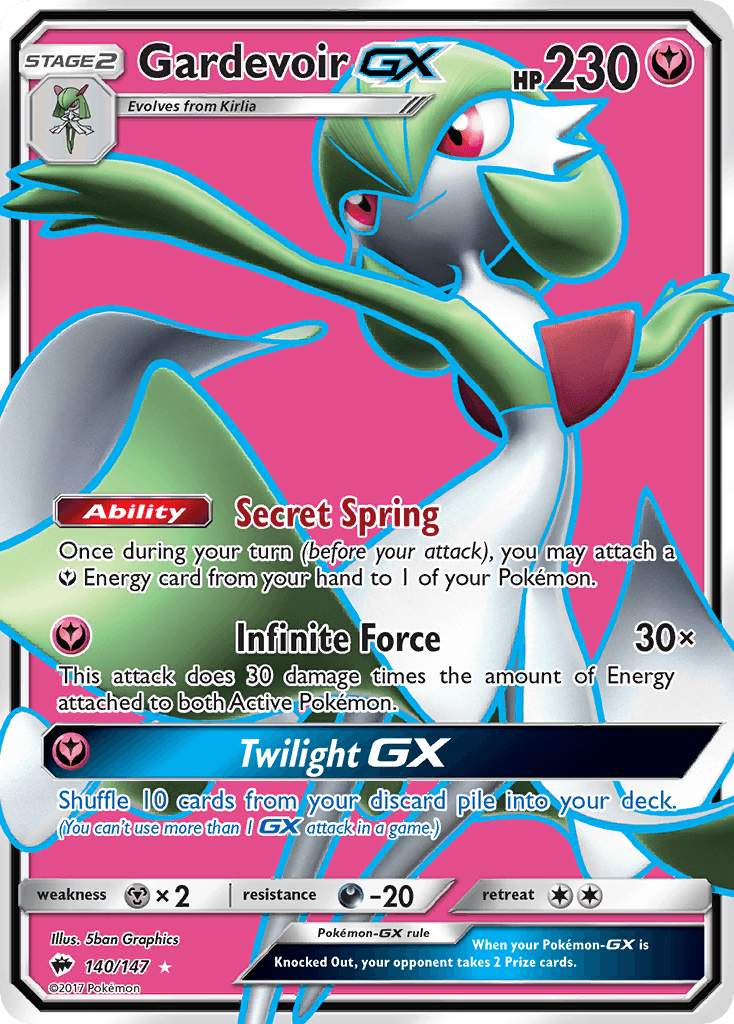 Gardevoir GX — Burning Shadows #140/147, raw, NM