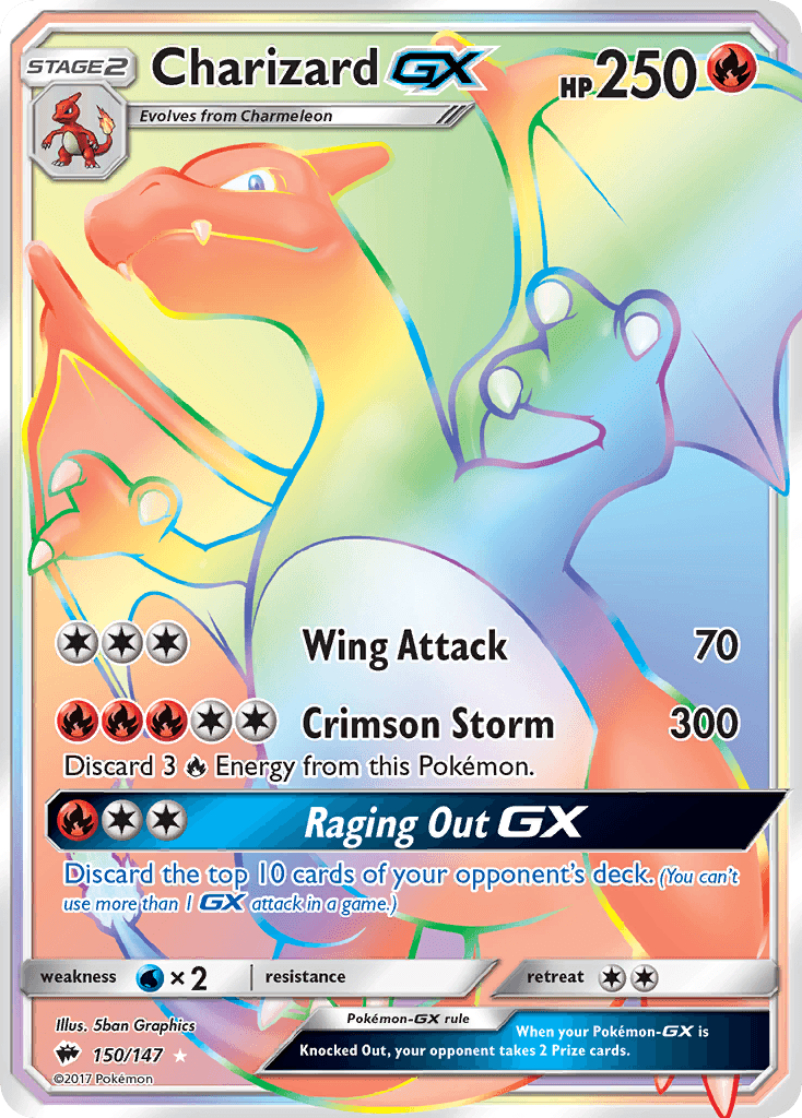 Charizard GX — Burning Shadows #150/147, PSA 9
